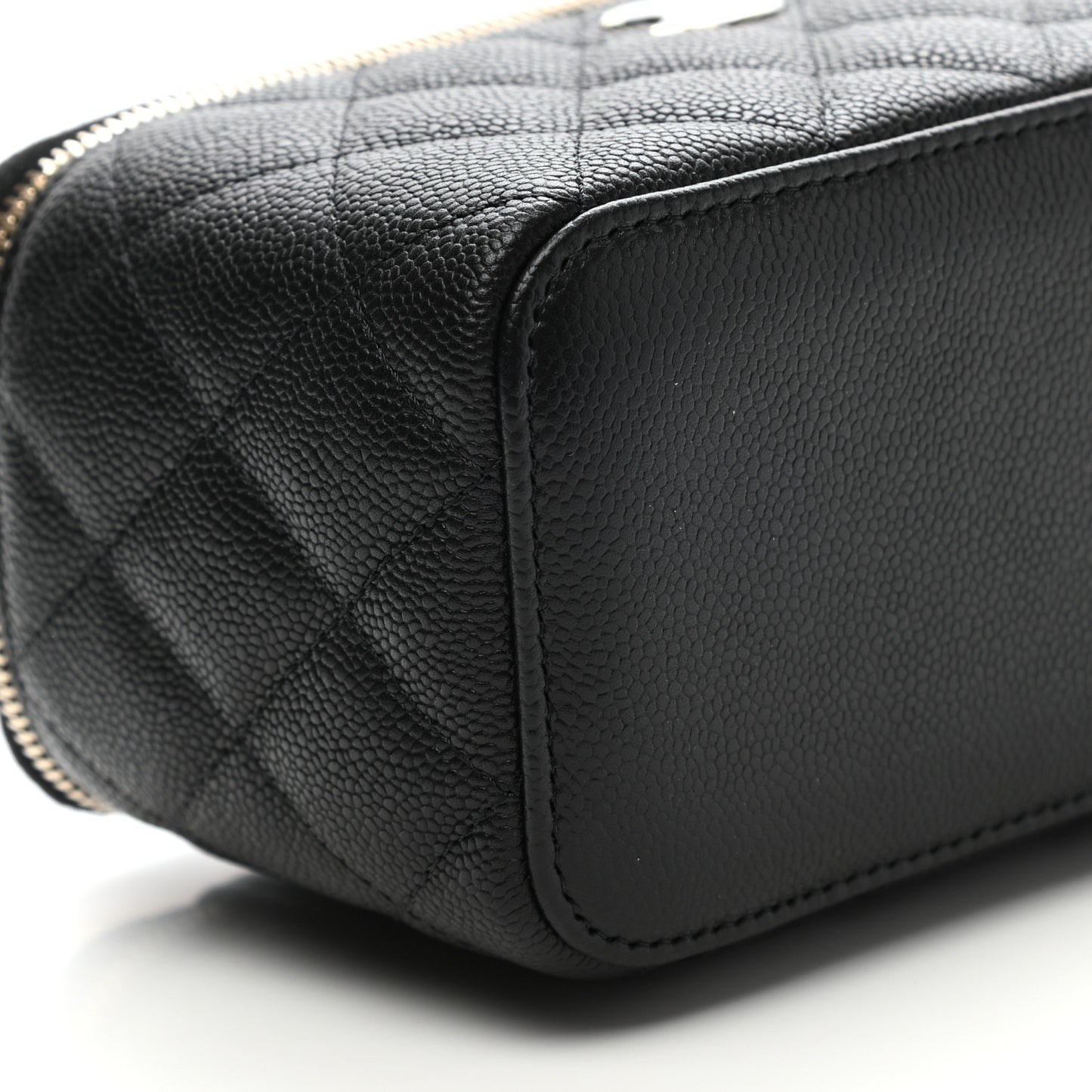 Caviar Quilted Small Tiny CC Vanity Case With Chain Black