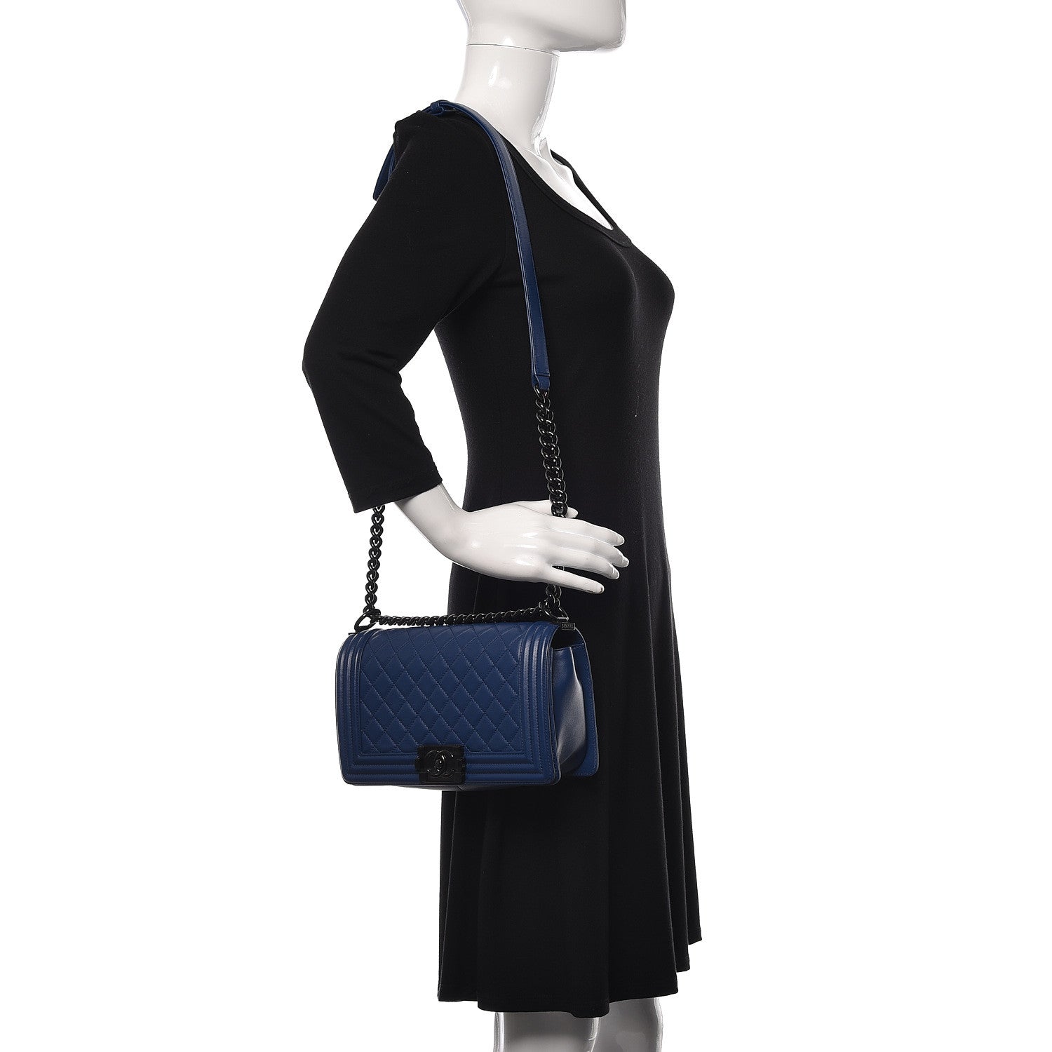 Chanel Calfskin Quilted Medium Boy Flap Blue 2 of 15