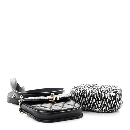 Chanel Tweed Lambskin Quilted Waist Bag With Coin Purse Black 4 of 11
