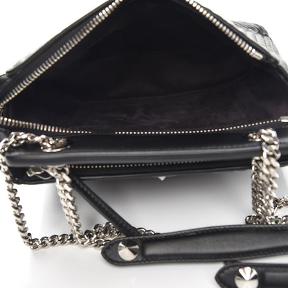 Fendi Shiny Nappa Trapuntata Small DotCom Click Chain Satchel Black 6 of 12