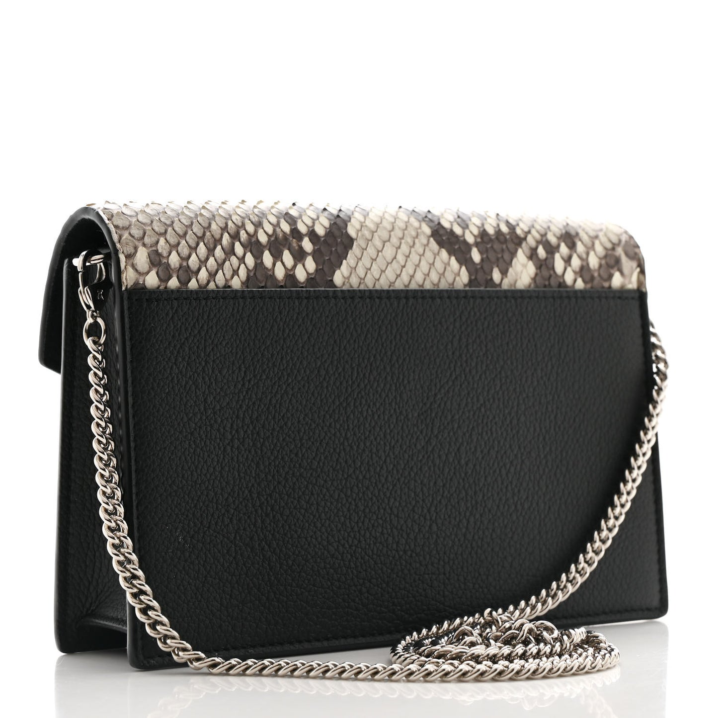 Soft Calfskin Snakeskin My Lockme Chain Bag Pochette Black