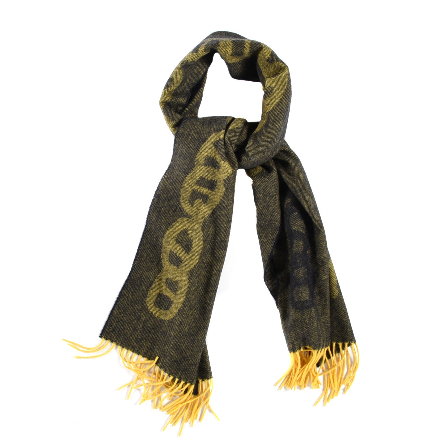 Cashmere Crazy Chain Muffler Marine Jaune D'Or