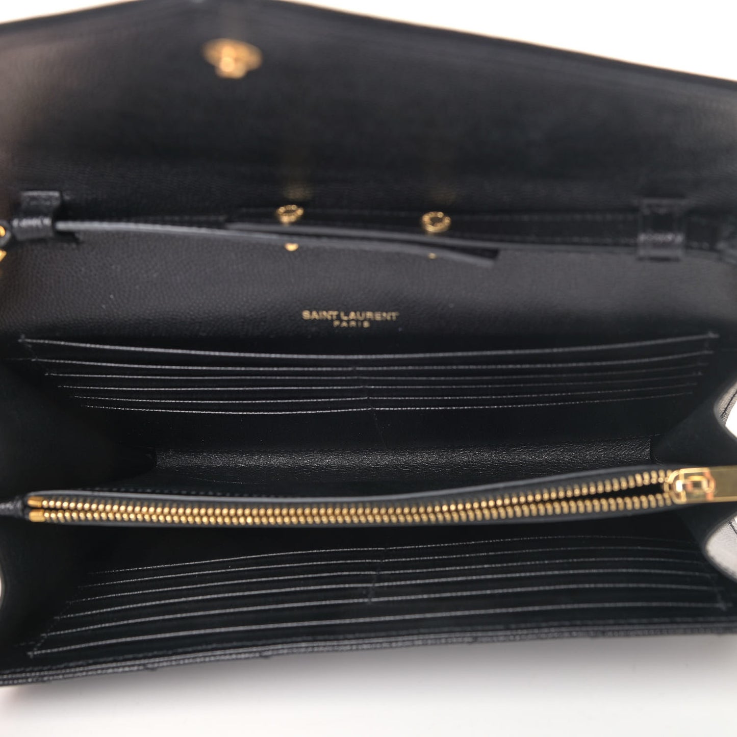 Grain De Poudre Matelasse Chevron Monogram Chain Wallet Black
