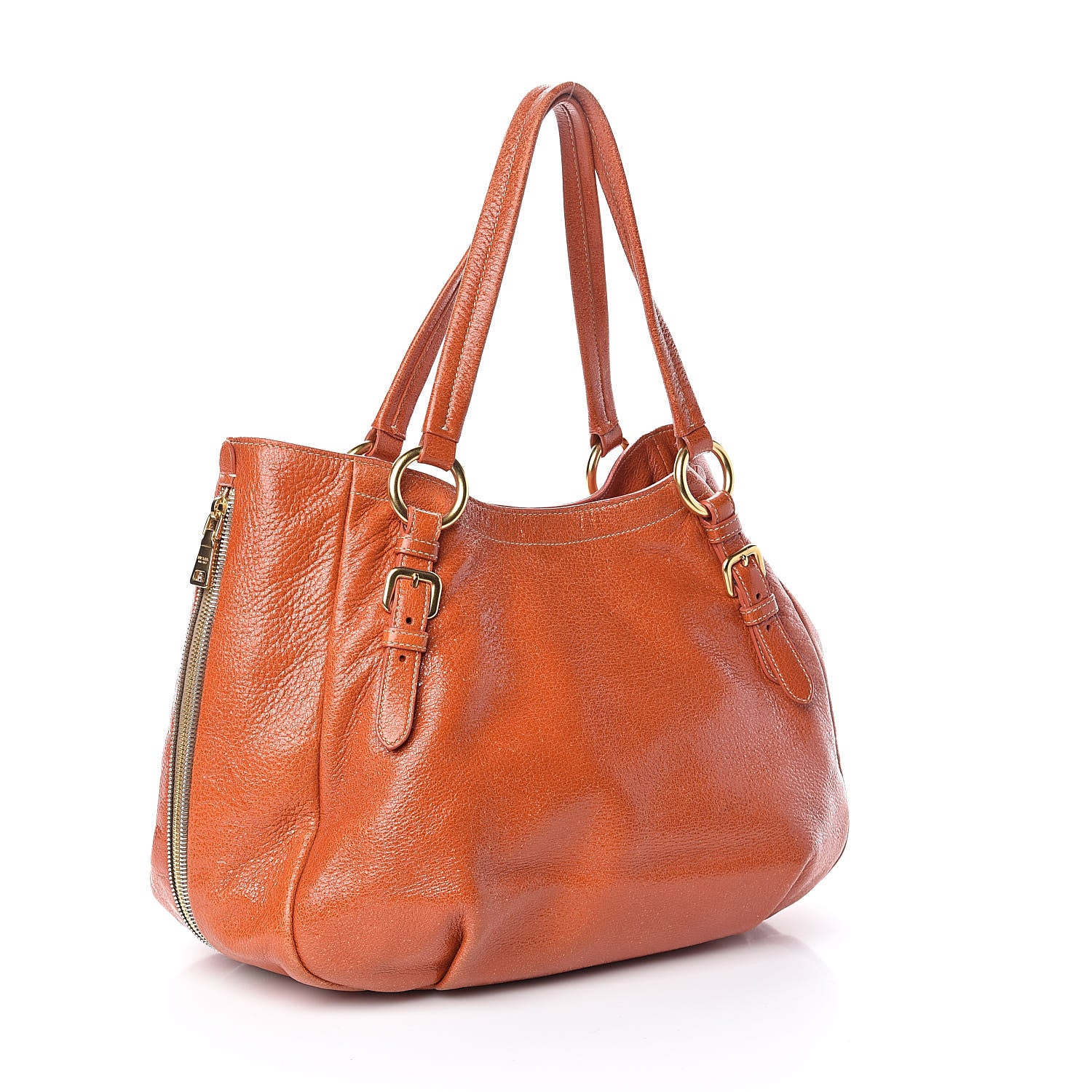 Prada Cervo Lux Zippered Tote Papaya 3 of 9