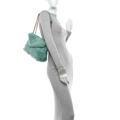 Saint Laurent Merino Shearling Lambskin Quilted Small Loulou Puffer Monogram Chain Satchel Iced Mint 2 of 10