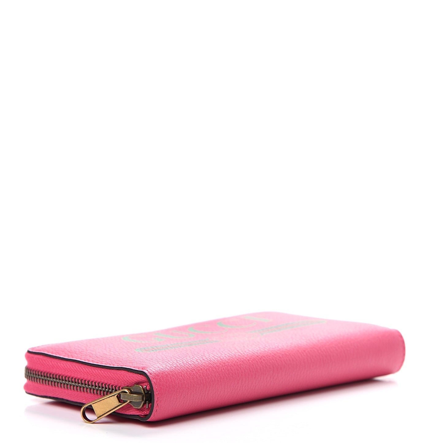 Grained Calfskin Logo Zip Around Wallet Box Pink Green