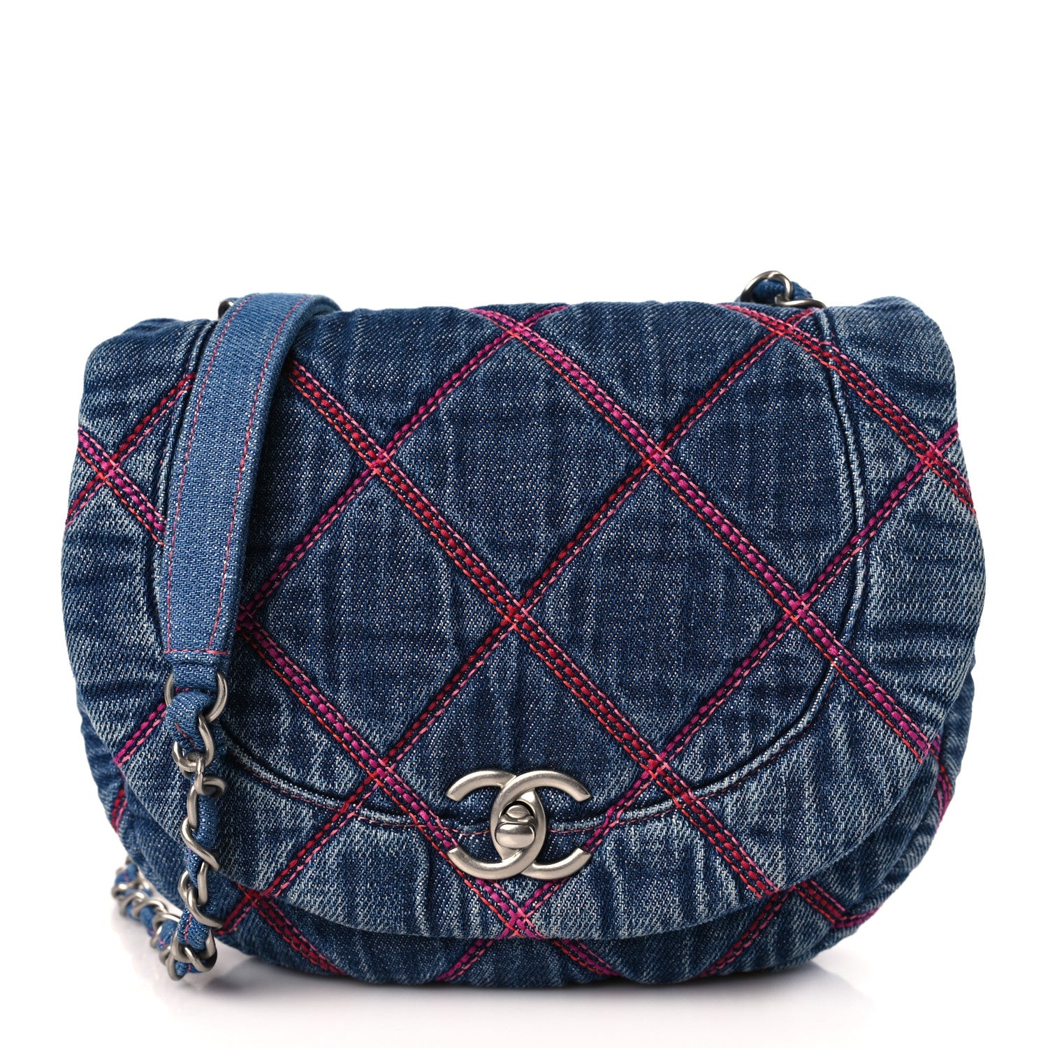 Chanel Denim Quilted Coco Beach Messenger Bag Blue 1 of 9