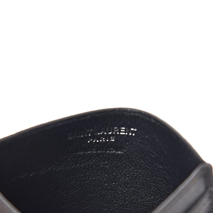 Saint Laurent Grain De Poudre Matelasse Chevron Monogram Credit Card Case Coal 6 of 8