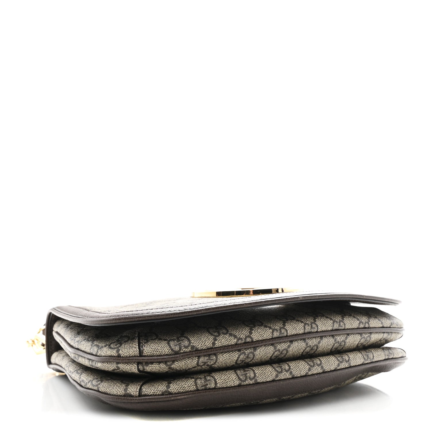 Gucci GG Supreme Monogram Textured Dollar Calfskin Web Medium Blondie Top Handle Shoulder Flap Bag Beige Ebony New Acero 4 of 10