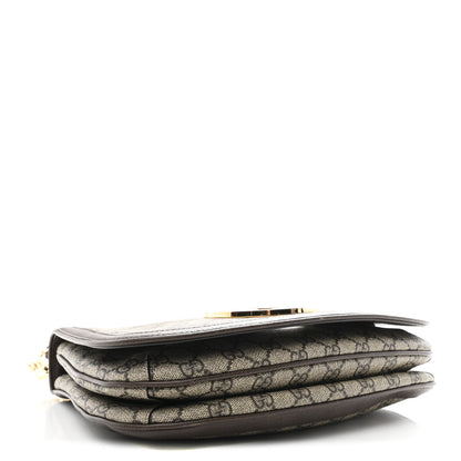 Gucci GG Supreme Monogram Textured Dollar Calfskin Web Medium Blondie Top Handle Shoulder Flap Bag Beige Ebony New Acero 4 of 10