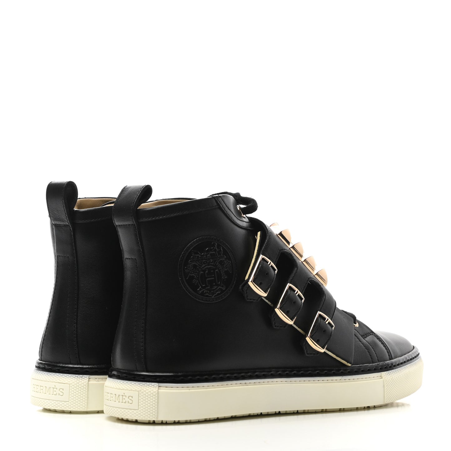 Calfskin Studded Lennox High Top Sneakers 37 Black