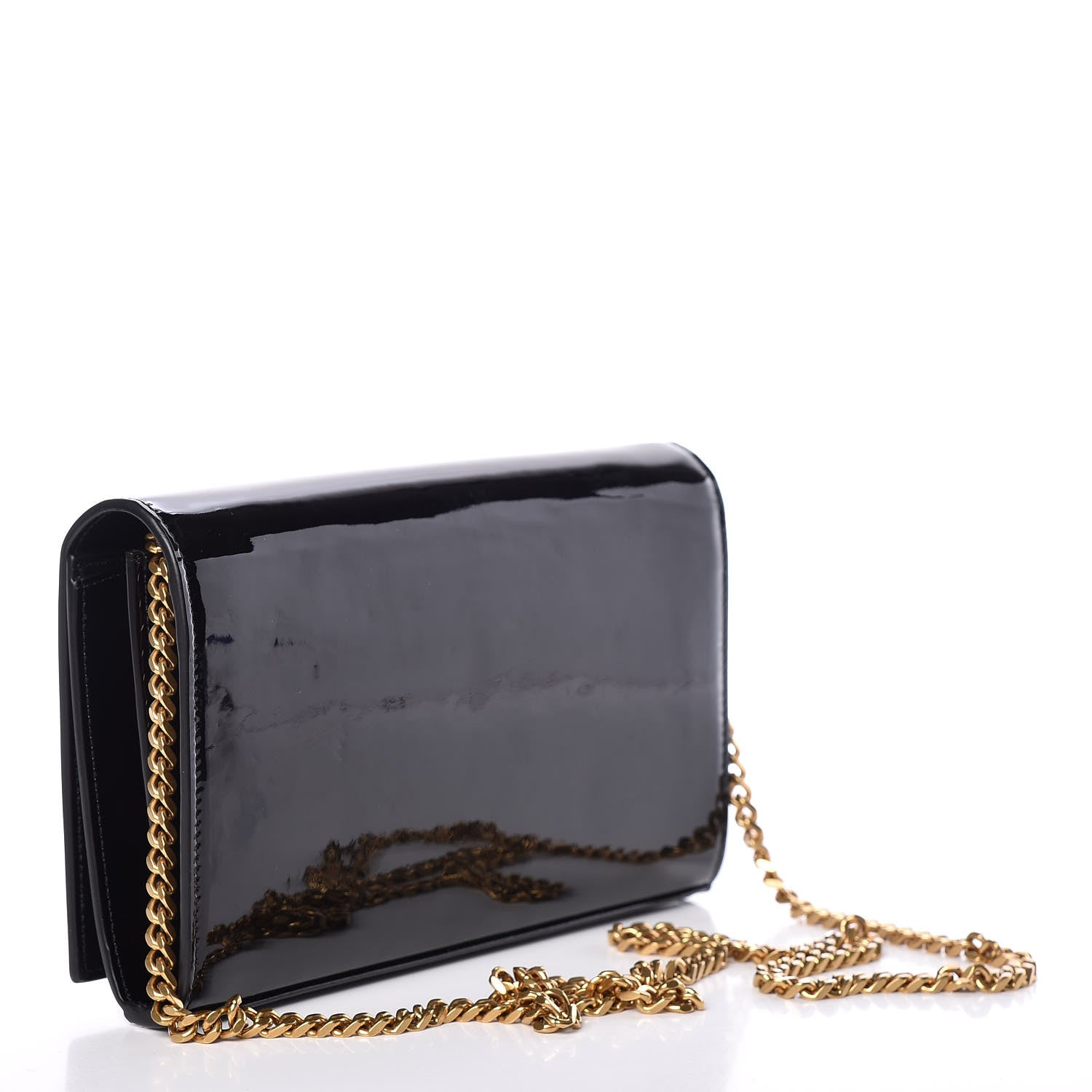 Saint Laurent Patent Calfskin Monogram Kate Wallet On Chain Black 3 of 9