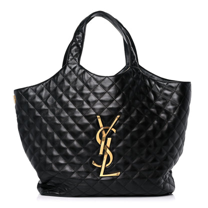 Saint Laurent Lambskin Quilted Maxi Icare Shopping Tote Black 3 of 14