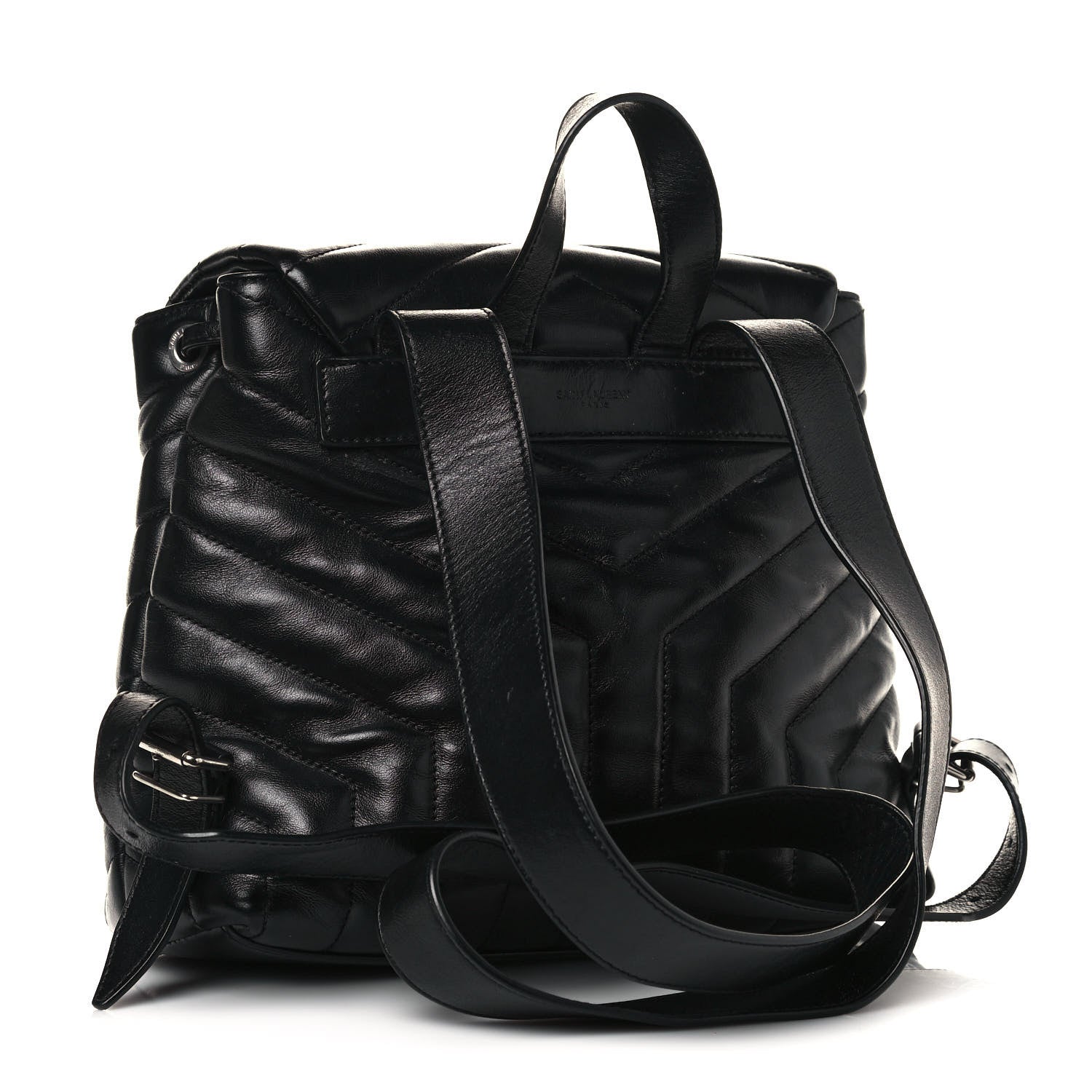 Saint Laurent Calfskin Y Quilted Monogram Small Loulou Backpack Black 3 of 16