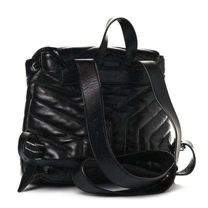 Saint Laurent Calfskin Y Quilted Monogram Small Loulou Backpack Black 3 of 16