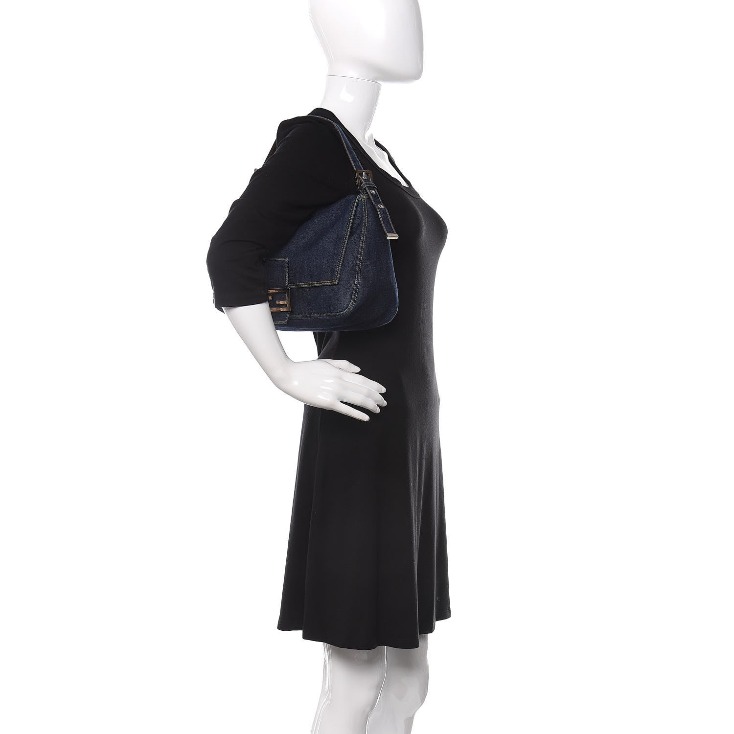 Fendi Denim Mama Baguette Blue 2 of 16