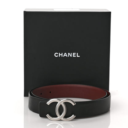 Chanel Calfskin CC Reversible Belt 85 Black Burgundy 5 of 5