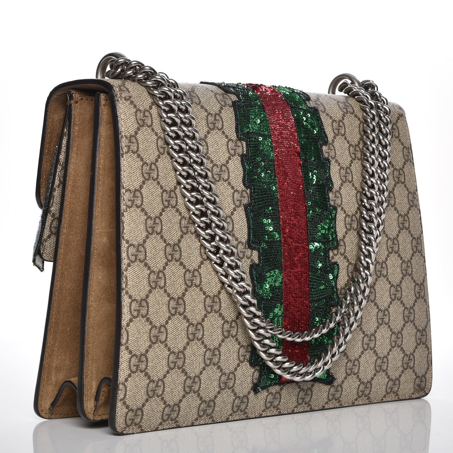 GG Supreme Monogram Lightning Embroidered Medium Dionysus Shoulder Bag Beige