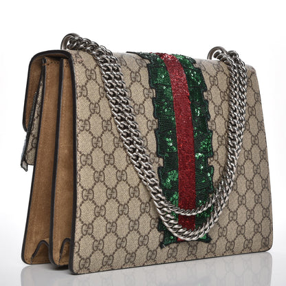 Gucci GG Supreme Monogram Lightning Embroidered Medium Dionysus Shoulder Bag Beige 3 of 15