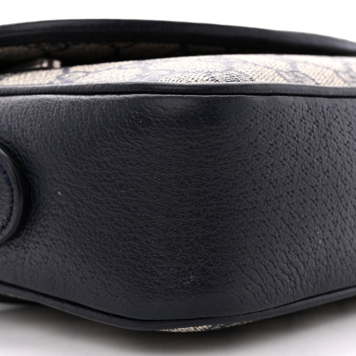 GG Supreme Monogram Textured Dollar Calfskin Web Studded Mini Ophidia Flap Shoulder Bag Beige Blue