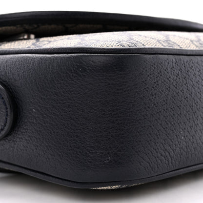 Gucci GG Supreme Monogram Textured Dollar Calfskin Web Studded Mini Ophidia Flap Shoulder Bag Beige Blue 9 of 14