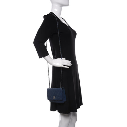 Chanel Lambskin Quilted Trendy CC Wallet On Chain WOC Blue 2 of 14