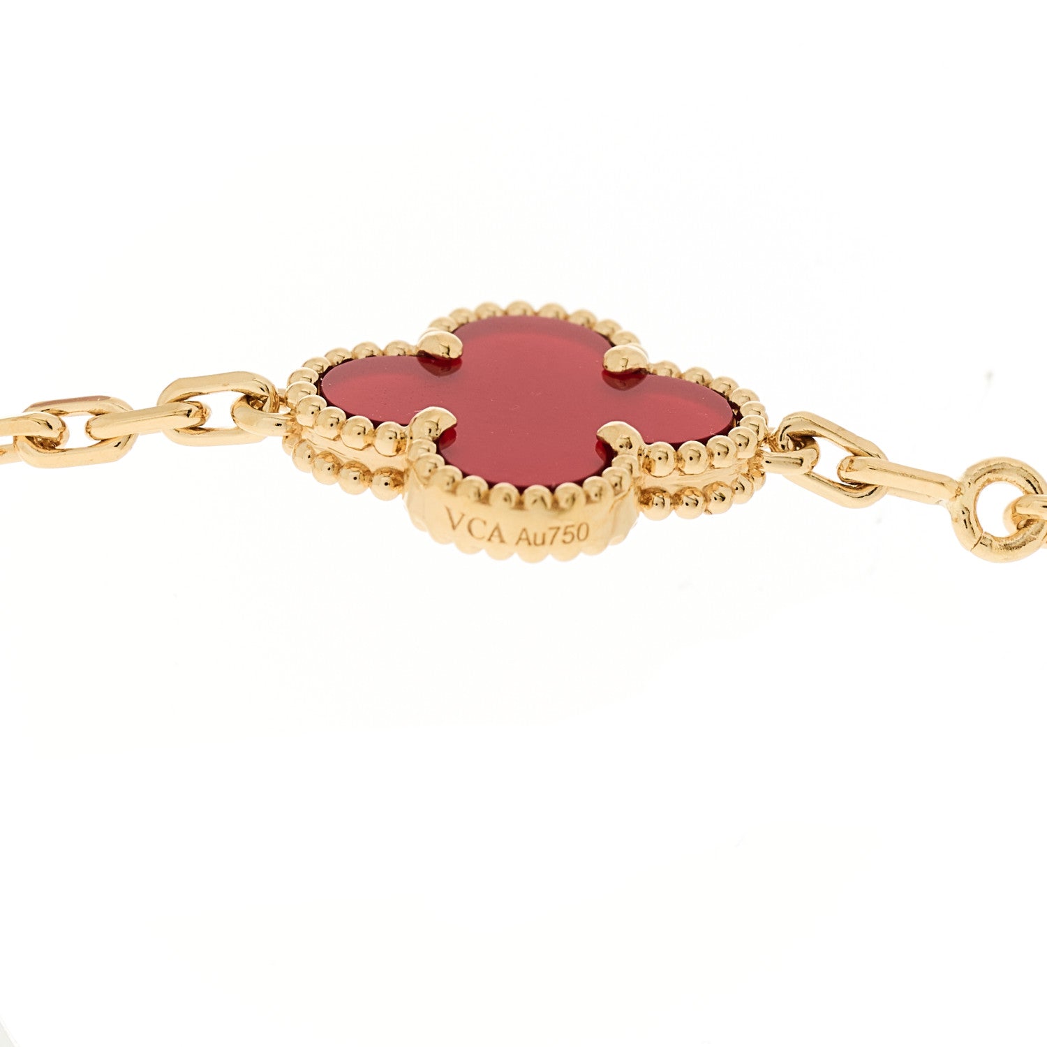 Van Cleef & Arpels 18K Yellow Gold Carnelian 10 Motifs Vintage Alhambra Necklace 5 of 6