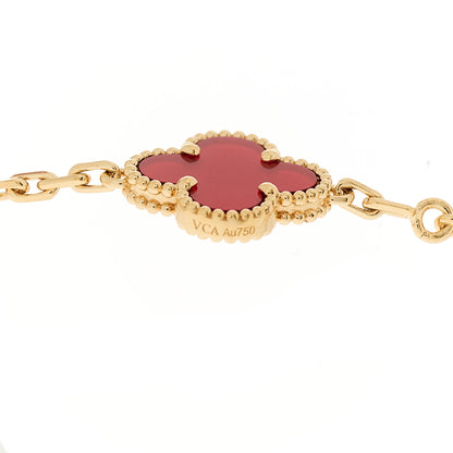 Van Cleef & Arpels 18K Yellow Gold Carnelian 10 Motifs Vintage Alhambra Necklace 5 of 6