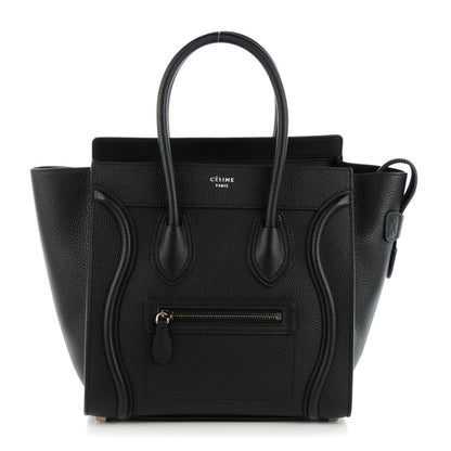 Celine Drummed Calfskin Micro Luggage Black 1 of 8