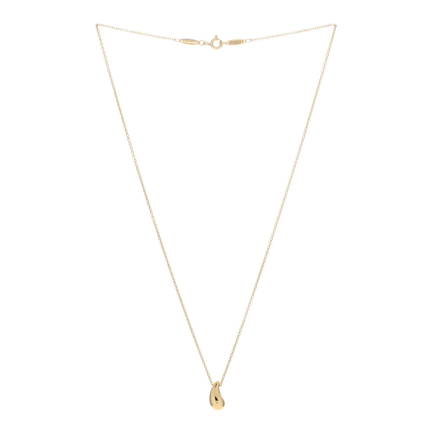 Tiffany 18K Yellow Gold 12mm Elsa Peretti Teardrop Pendant Necklace 2 of 5