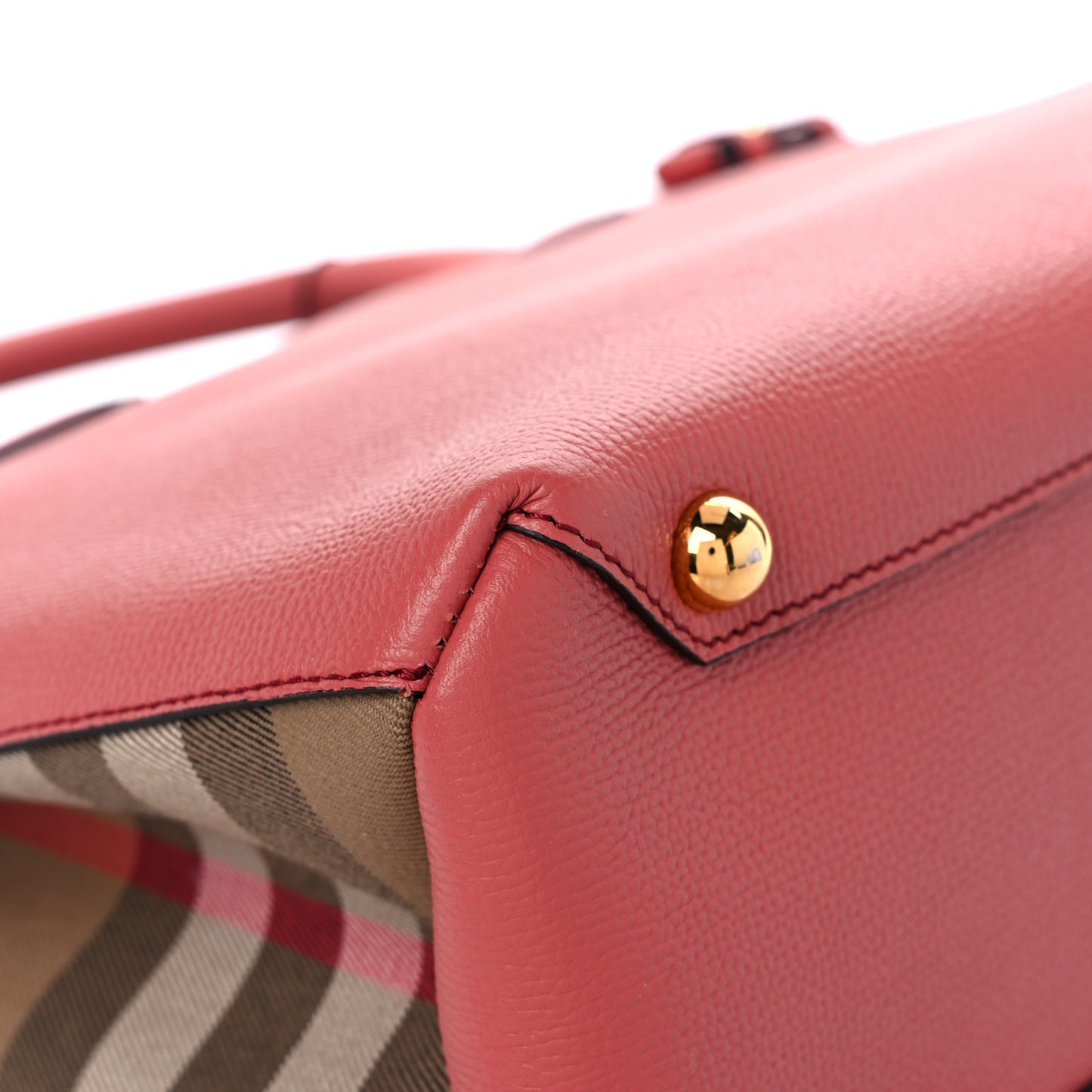 Derby Calfskin House Check Medium Banner Tote Cinnamon Red