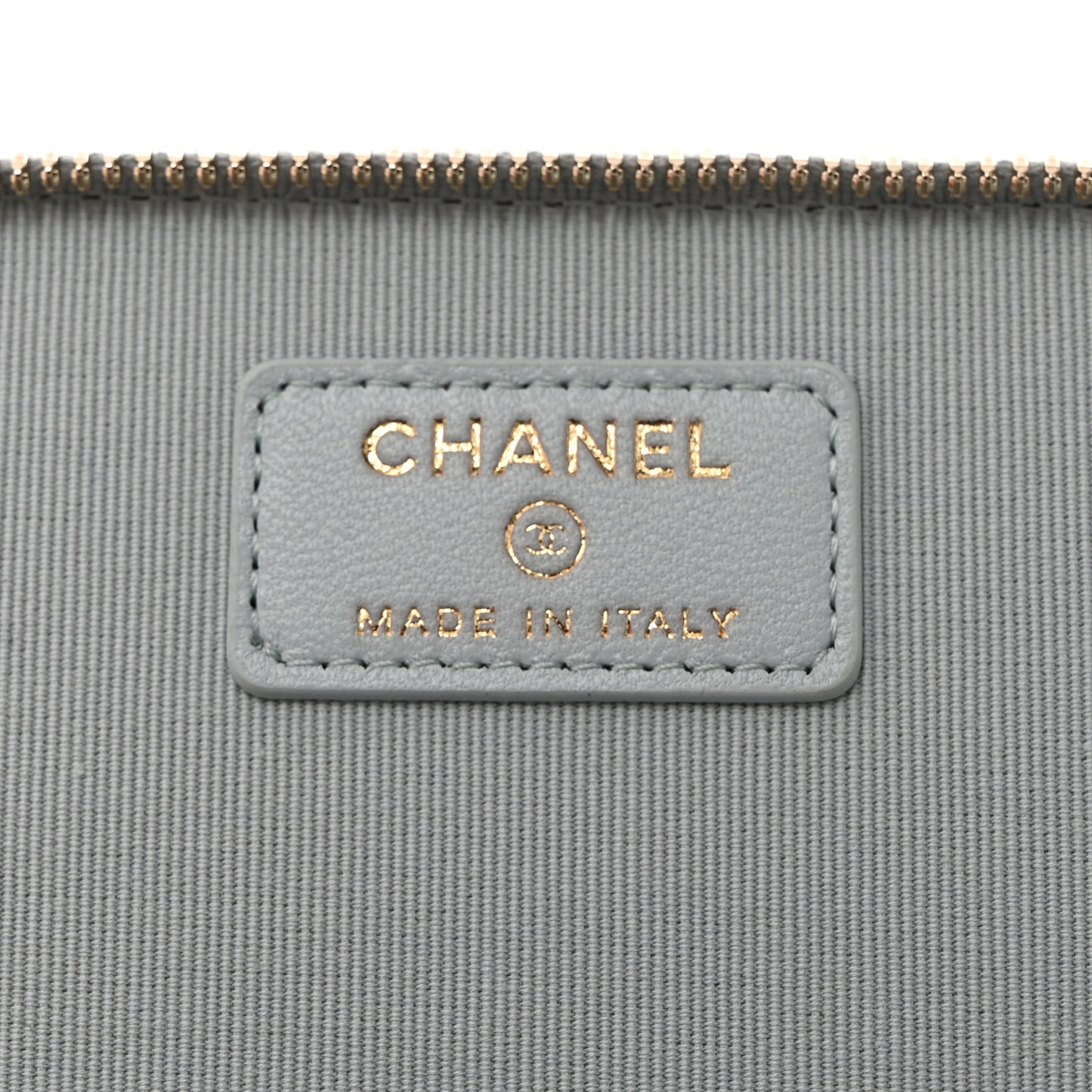 Lambskin Quilted Small Top Handle Vanity Case With Chain Light Blue