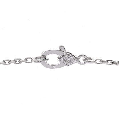 Van Cleef & Arpels 18K White Gold Diamond Guilloche Vintage Alhambra Pendant Necklace 4 of 7