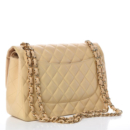 Chanel Lambskin Quilted Jumbo Double Flap Light Beige 3 of 9