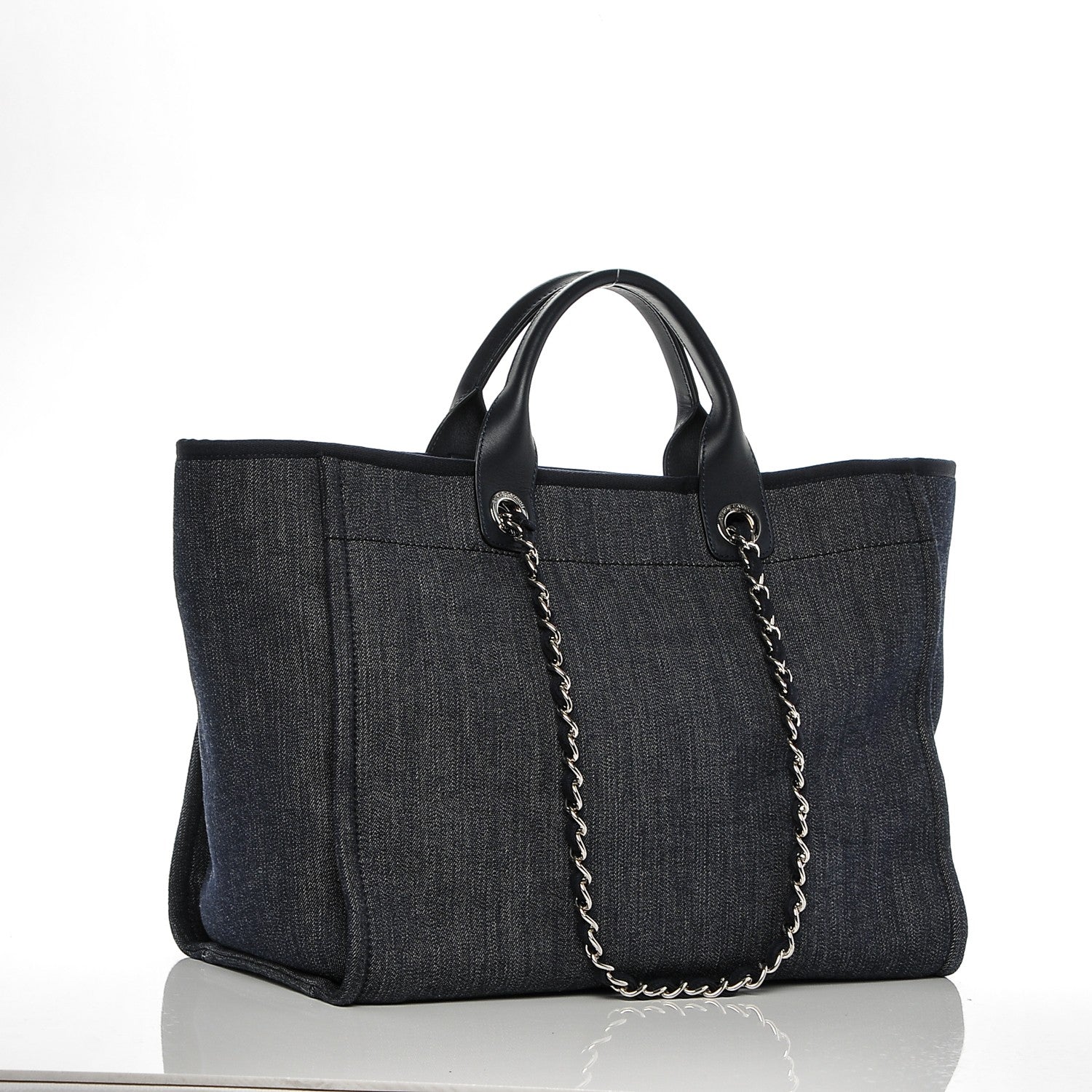 Chanel Canvas Large Deauville Tote Dark Blue 3 of 7