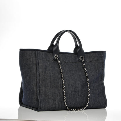 Chanel Canvas Large Deauville Tote Dark Blue 3 of 7
