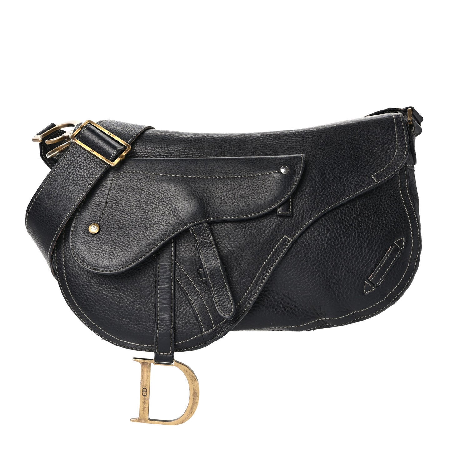 Calfskin Double Saddle Bag Black