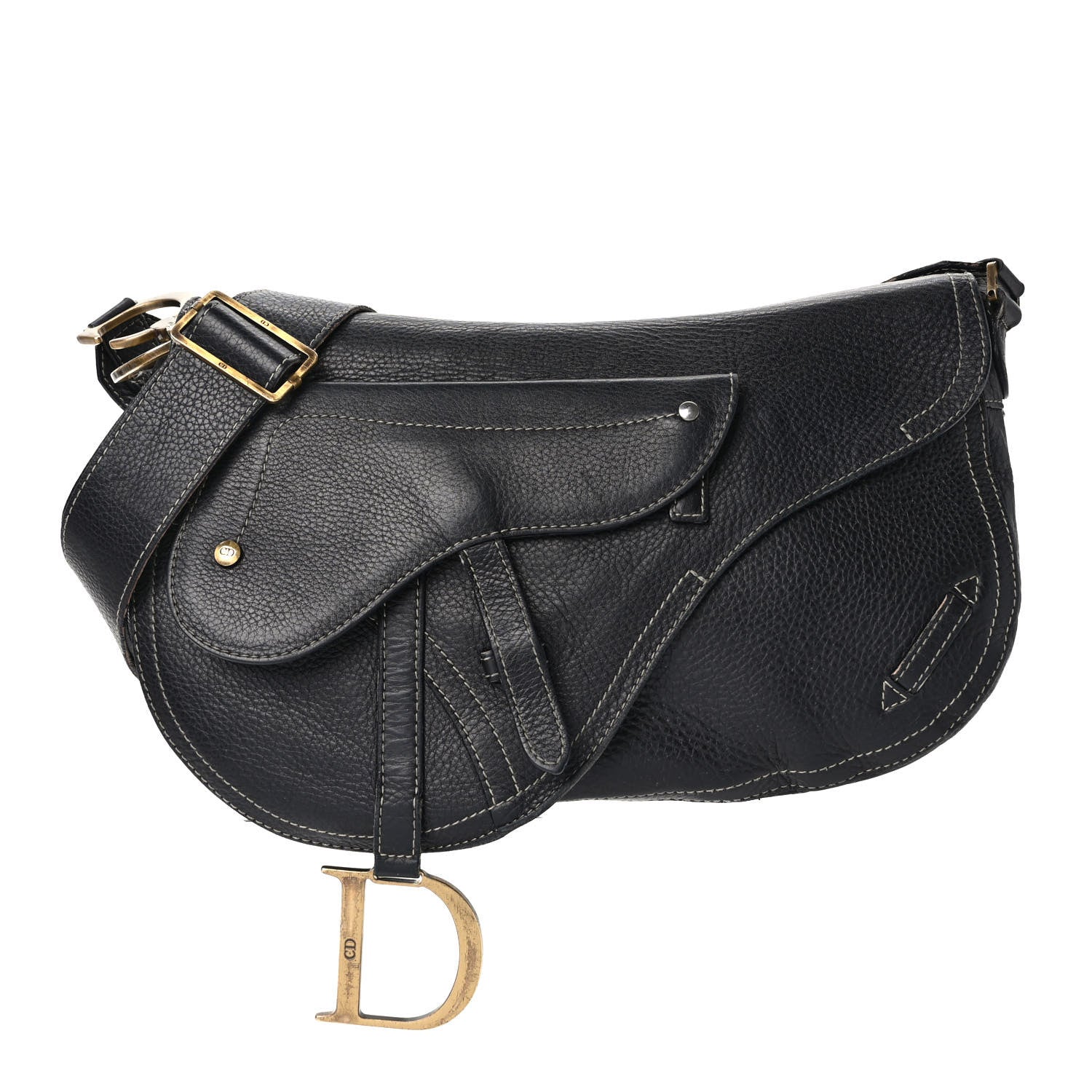 Christian Dior Calfskin Double Saddle Bag Black 1 of 8
