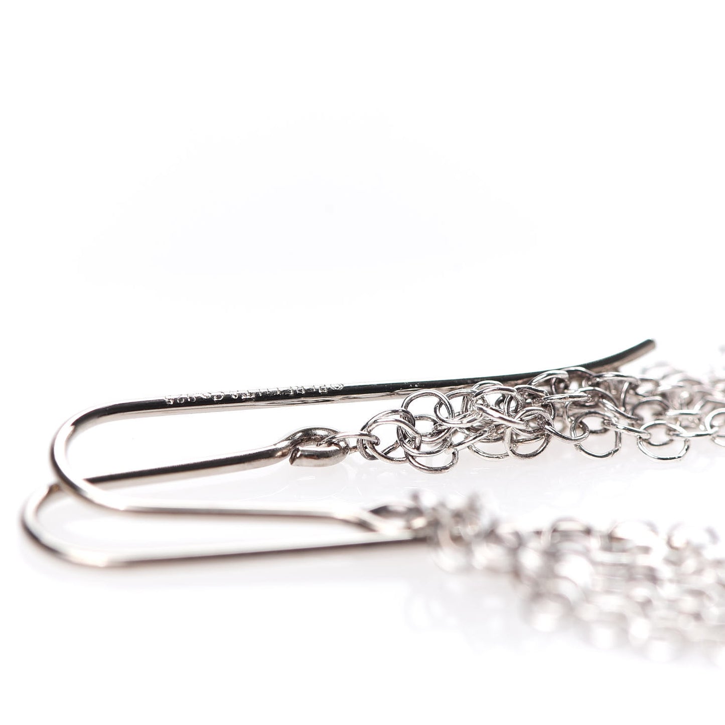 Sterling Silver Diamond Elsa Peretti Mesh Tassel Earrings
