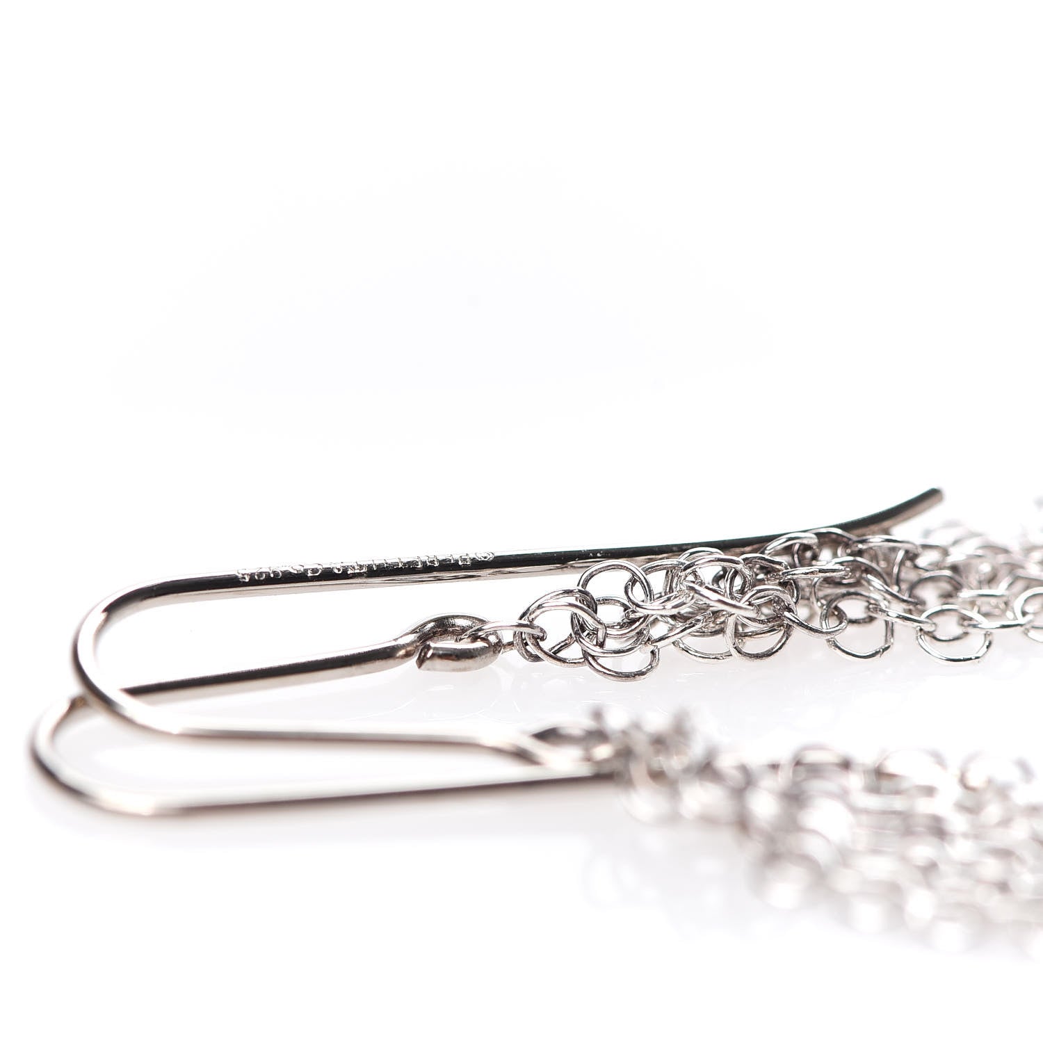 Tiffany Sterling Silver Diamond Elsa Peretti Mesh Tassel Earrings 4 of 4