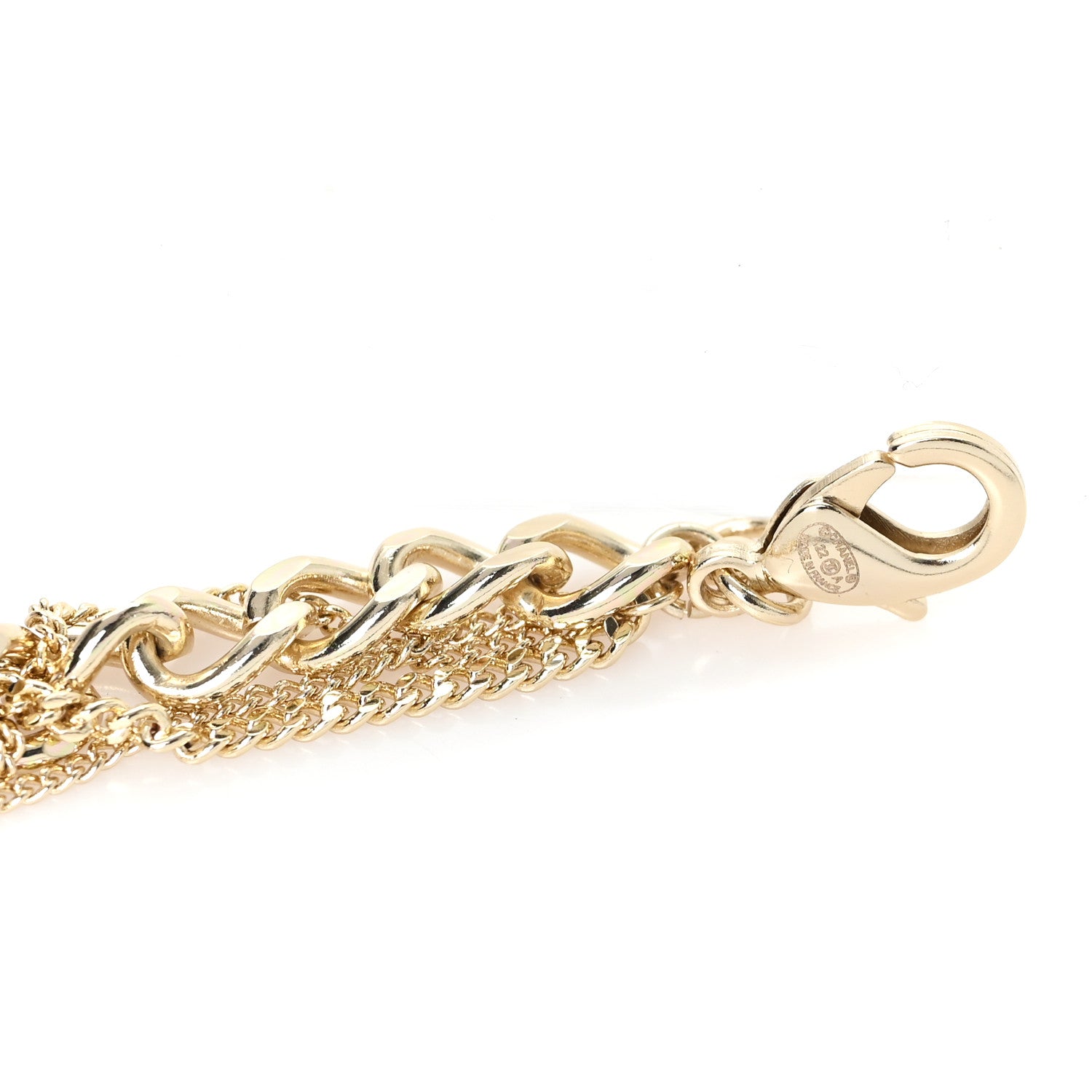 Chanel Metal Chain Link CC Multi Strand Choker Necklace Gold 4 of 5