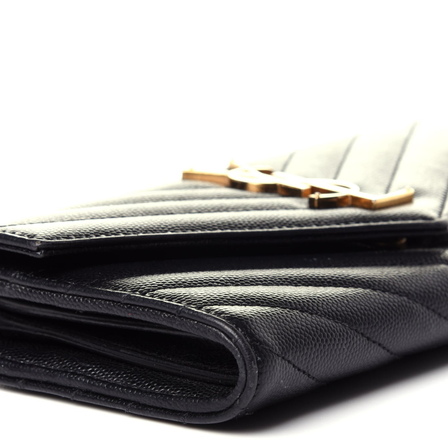 Grain De Poudre Matelasse Chevron Monogram Flap Wallet Black
