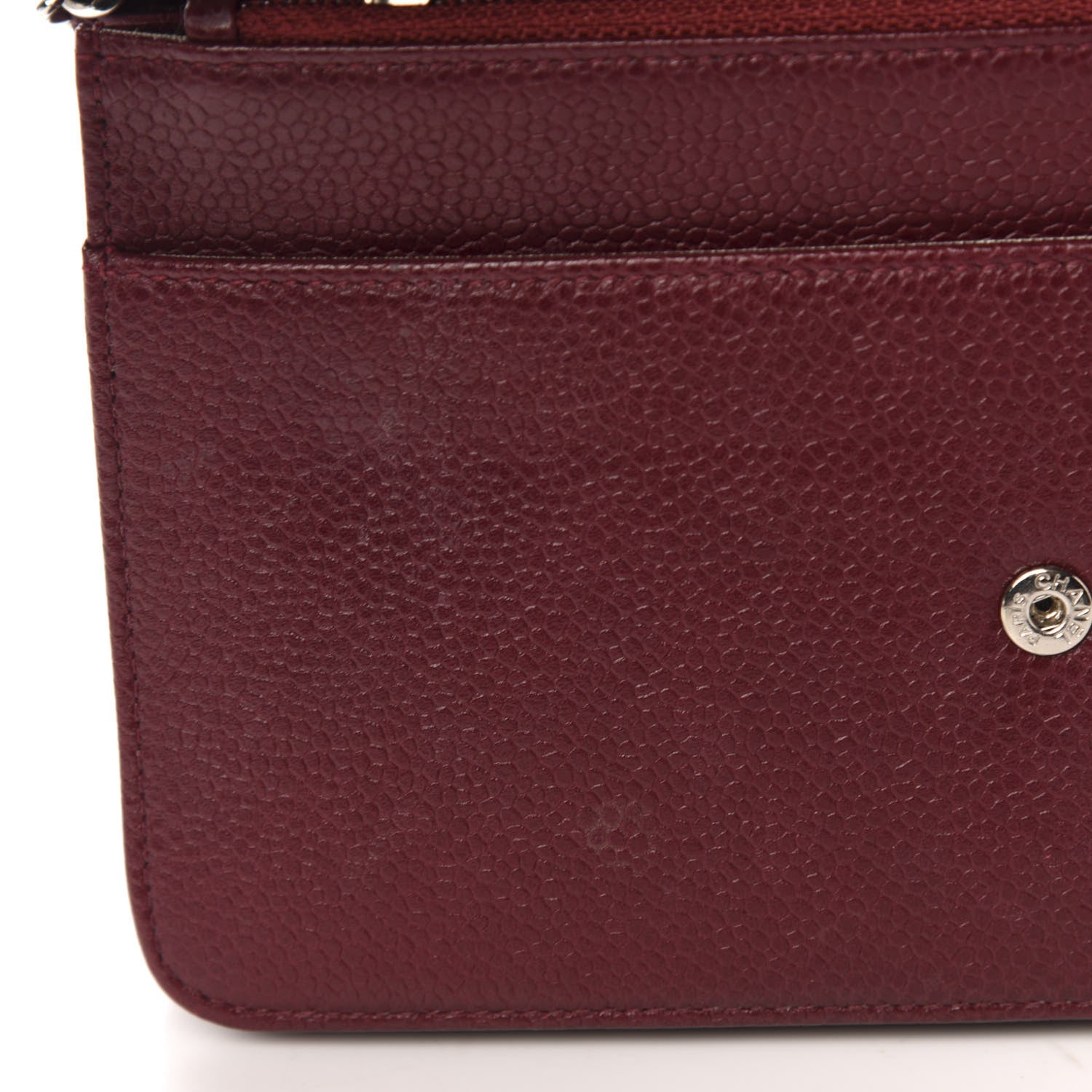 Chanel Caviar Timeless CC Wallet on Chain WOC Dark Red 12 of 16