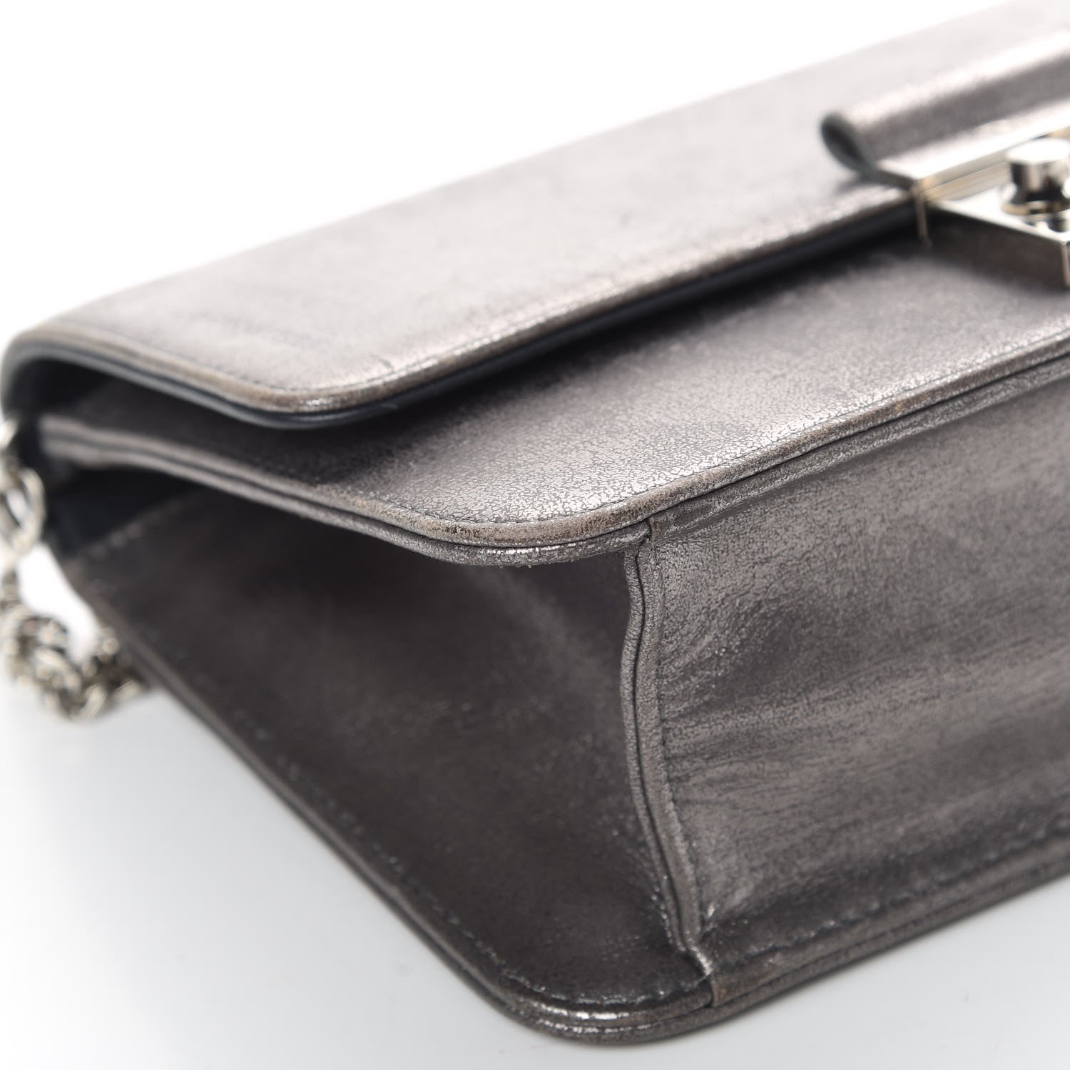 Christian Dior Metallic Brushed Calfskin Miss Dior Promenade Pouch Gunmetal 10 of 21