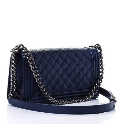 Chanel Metallic Caviar Quilted Medium Boy Flap Navy 2 of 4