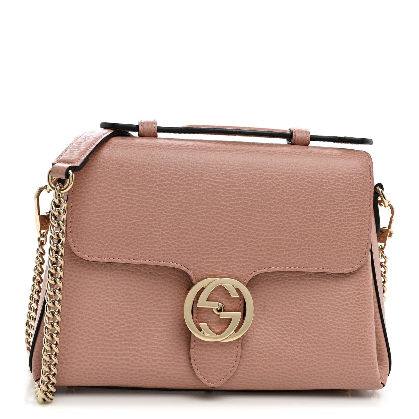 Dollar Calfskin Interlocking G Top Handle Shoulder Bag Soft Pink