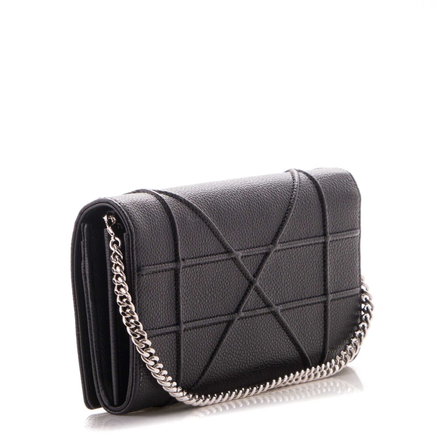 Christian Dior Grained Calfskin Diorama Croisiere Chain Wallet Black 3 of 7