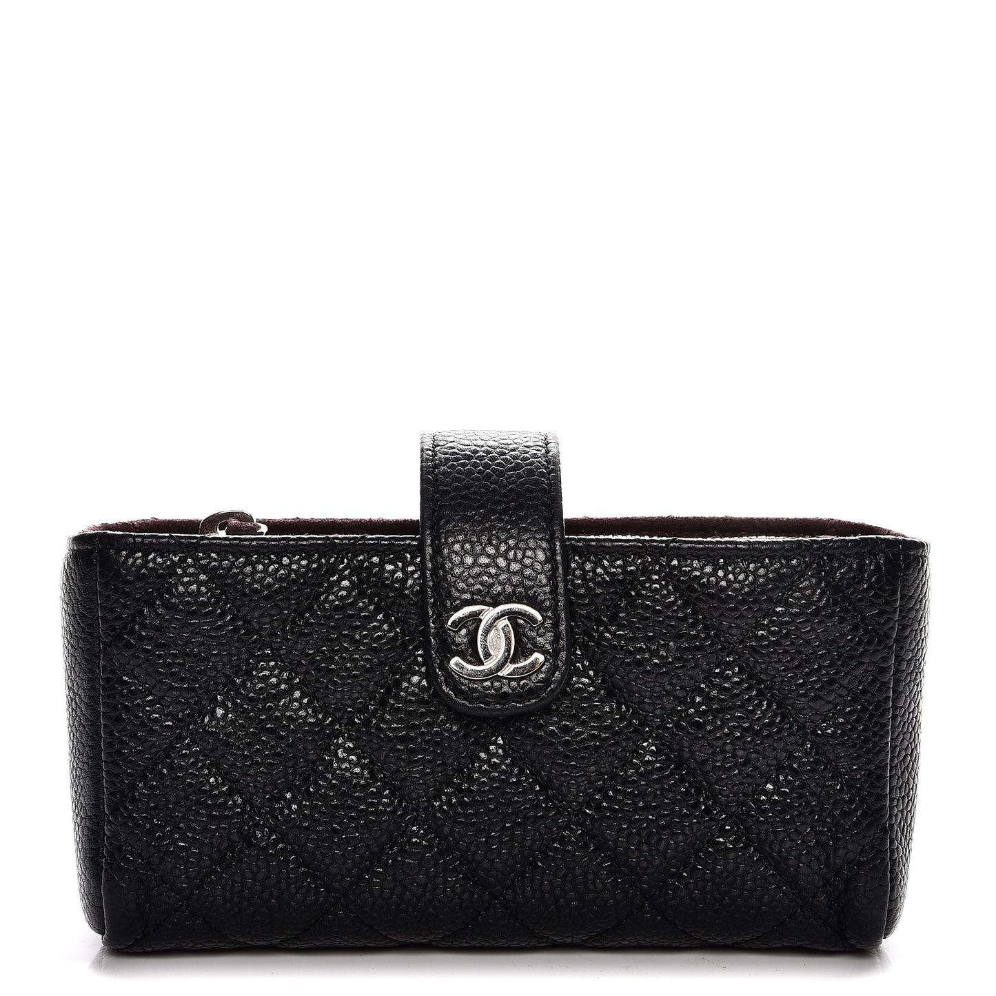 Caviar Quilted Mini Phone Holder Clutch Black
