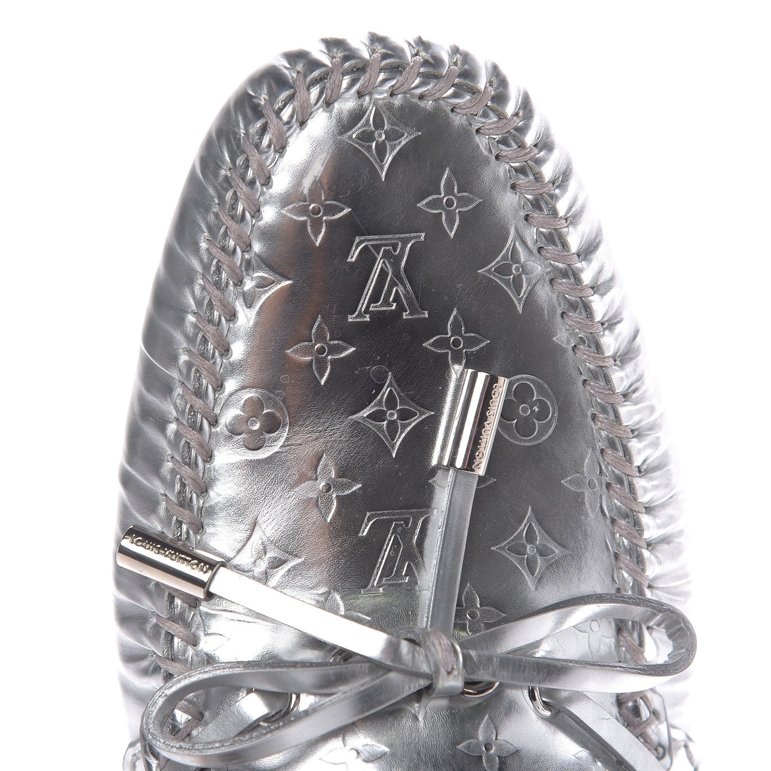 Louis Vuitton Calfskin Monogram Gloria Loafers 39 Silver 8 of 11