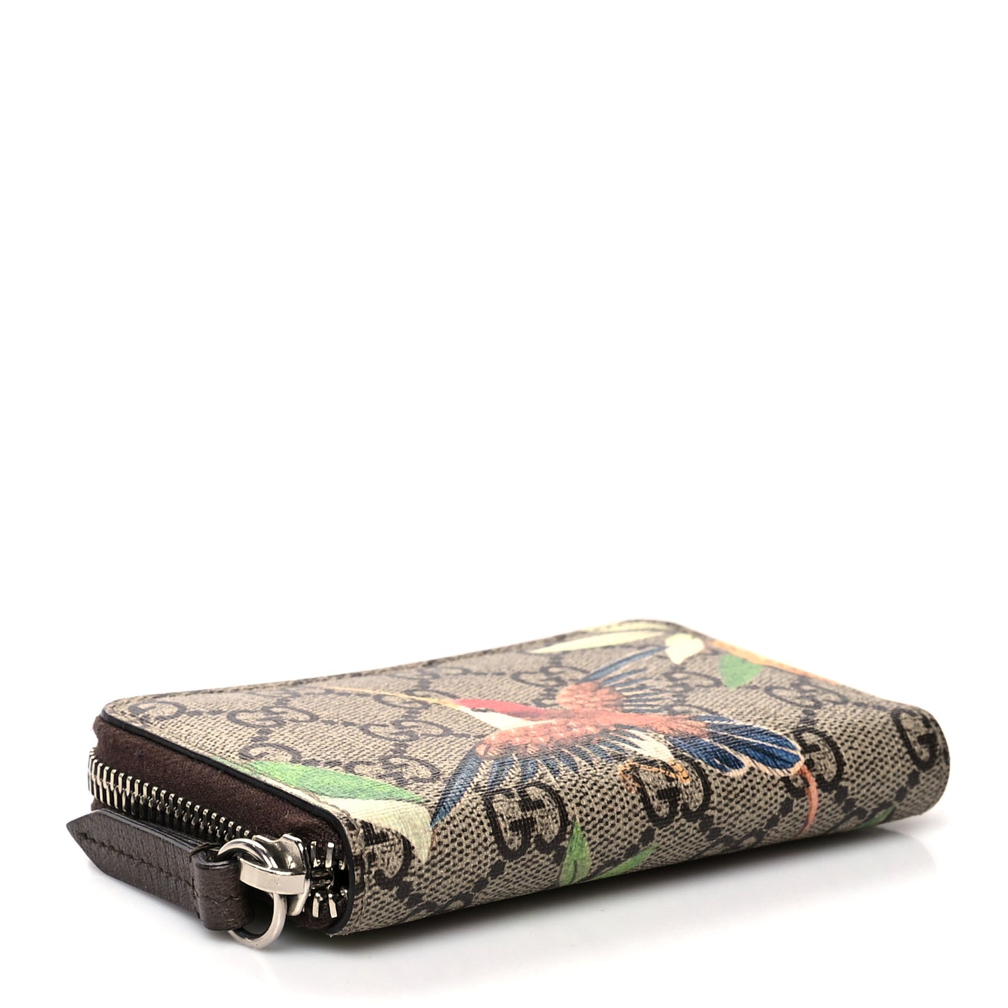 GG Supreme Monogram Tian Zip Around Card Case Wallet Beige Multicolor New Acero